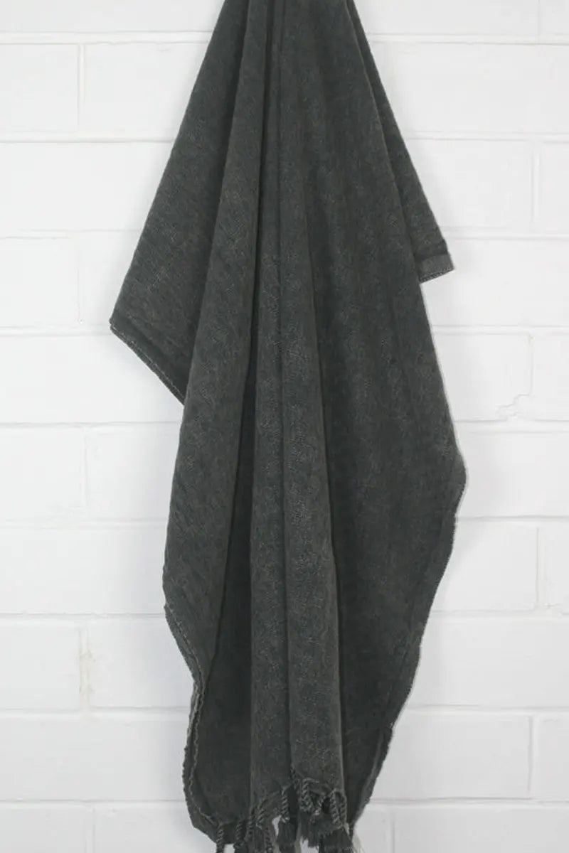 Desert Stonewash Black Turkish Towel by Sumavi