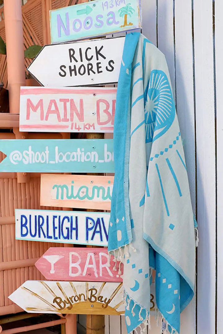 LaLuna Eye Azure Turkish Towel by Sumavi