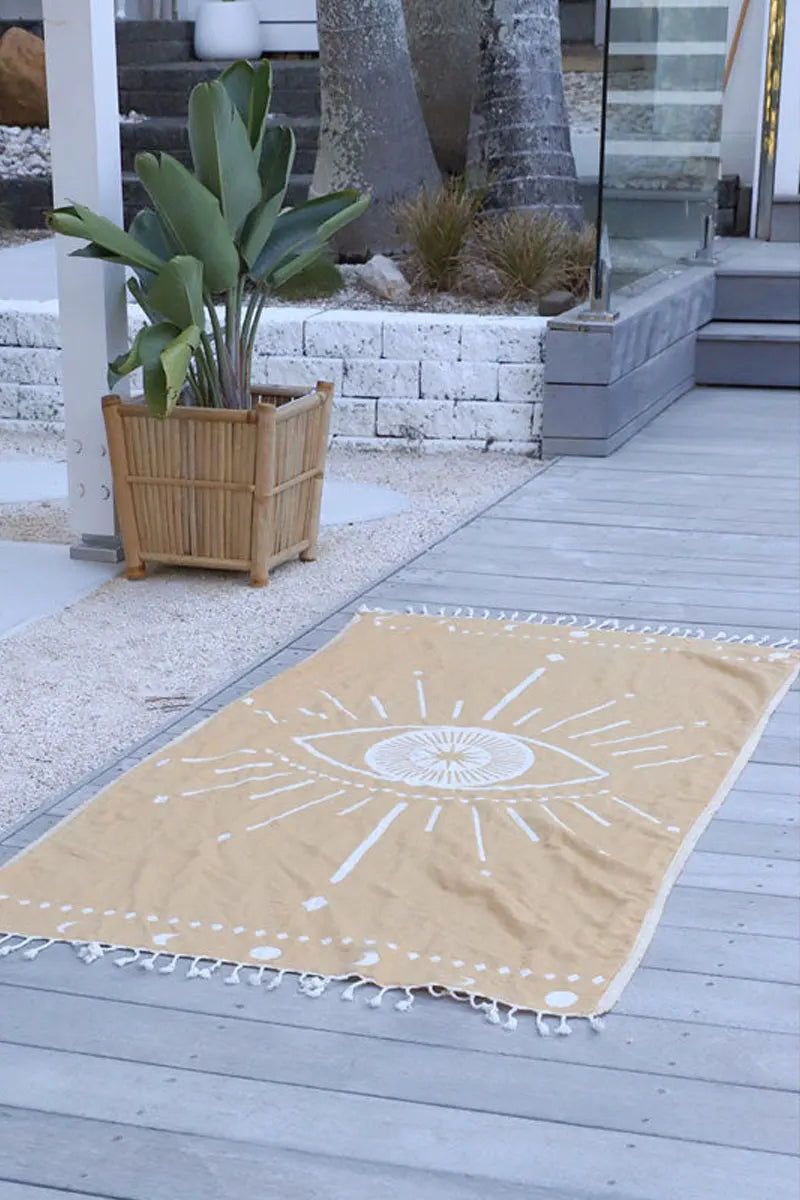 LaLuna Eye Gold Turkish Towel by Sumavi
