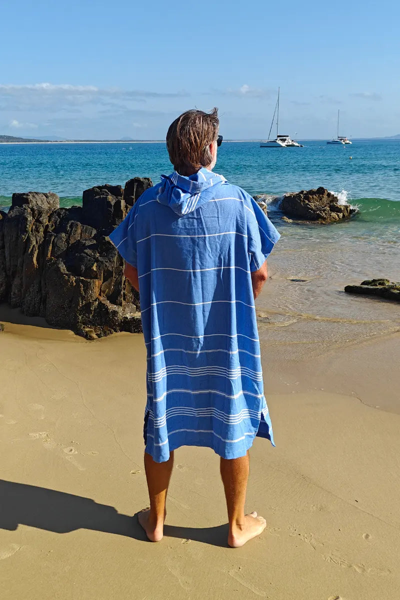 Cotton Beach Poncho - Drifter Blue