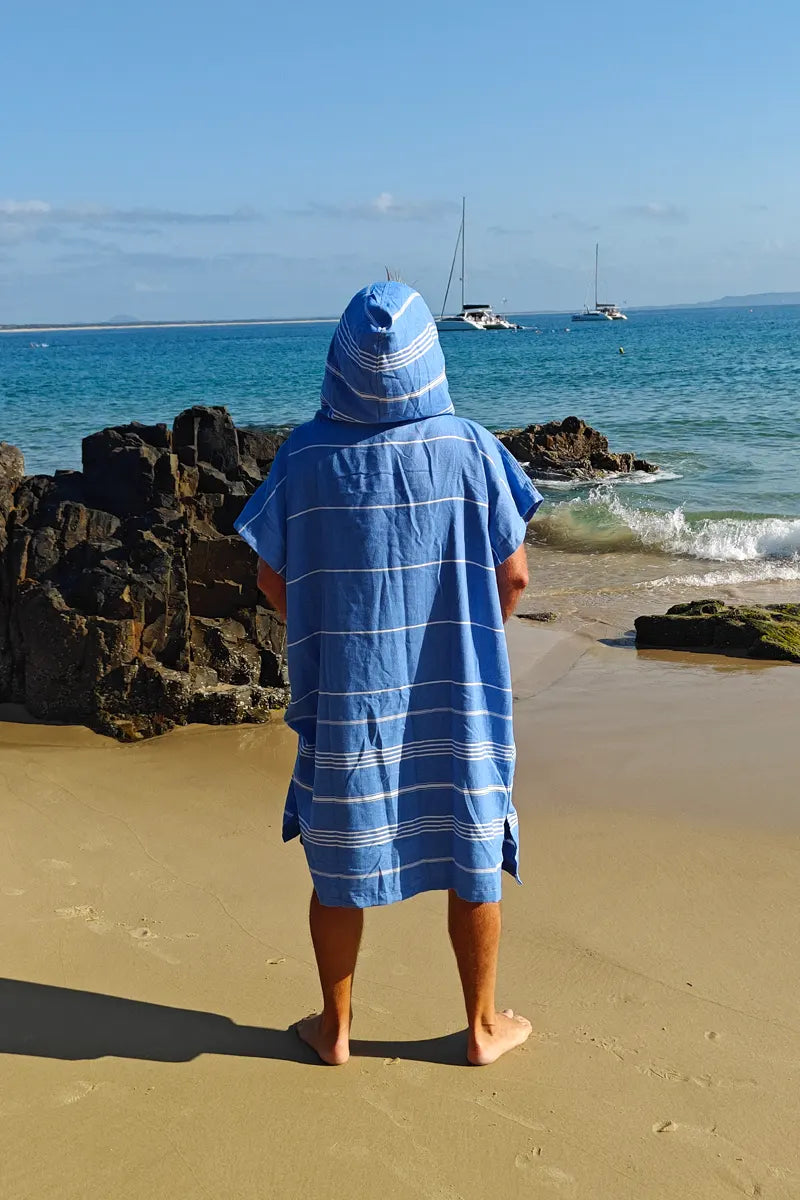 Cotton Beach Poncho - Drifter Blue