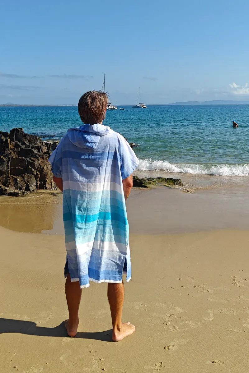 Cotton Beach Poncho - Noosa Blue