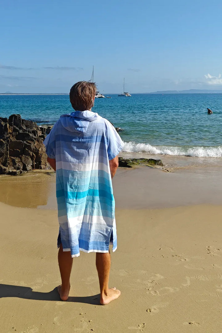 Cotton Beach Poncho - Noosa Blue