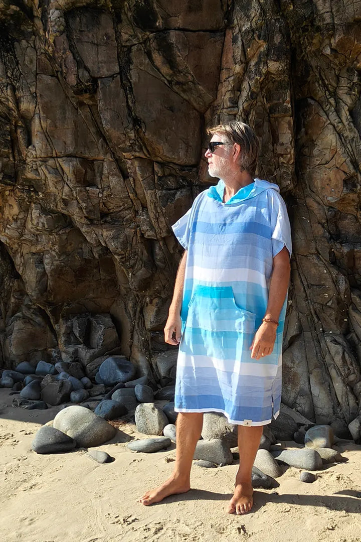 Cotton Beach Poncho - Noosa Blue