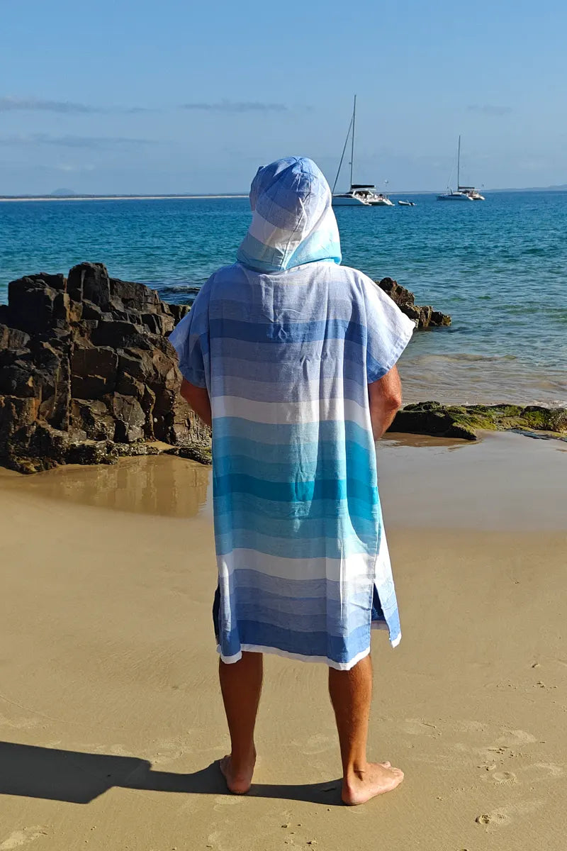 Cotton Beach Poncho - Noosa Blue