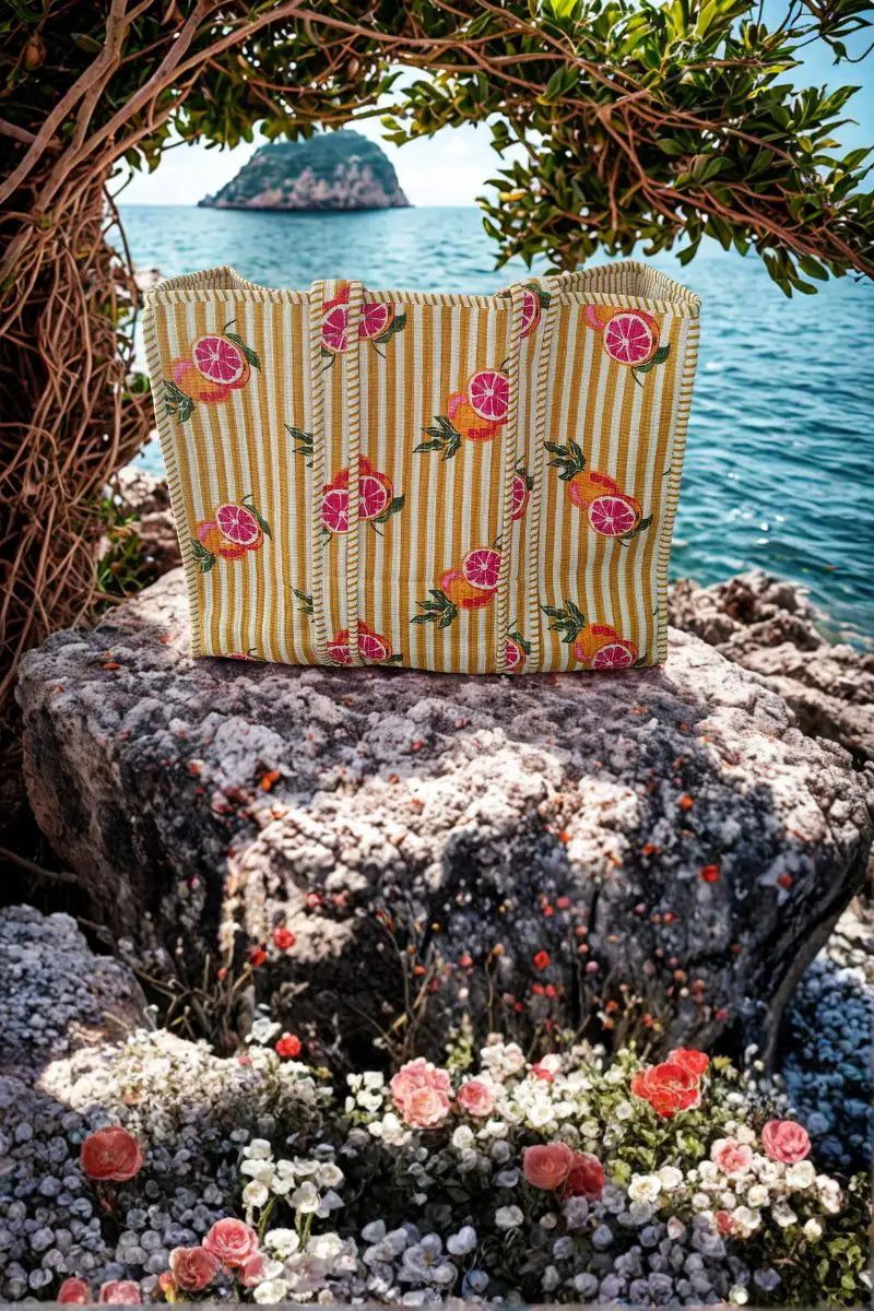 Amalf Reversible Cotton Tote Bag - Orange by Sumavi