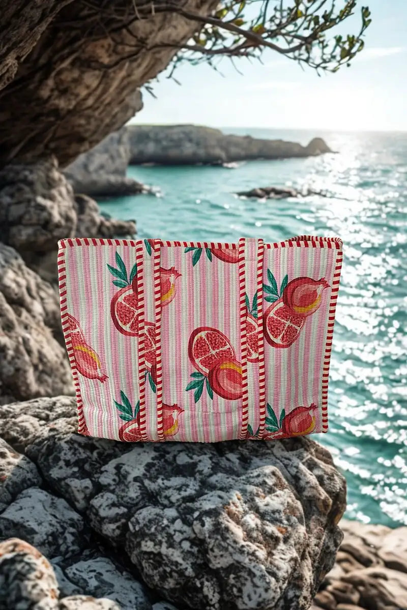 Amalfi Reversible Cotton Tote Bag - Pomegranate by Sumavi