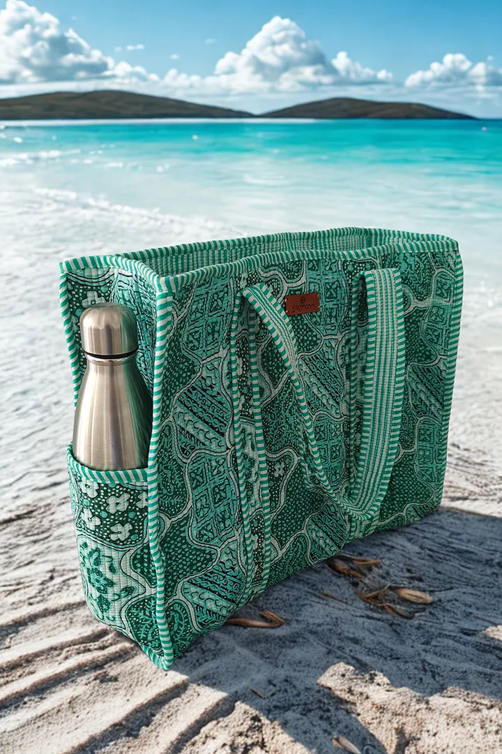 Batik Reversible Cotton Tote Bag - Lagoon by Sumavi