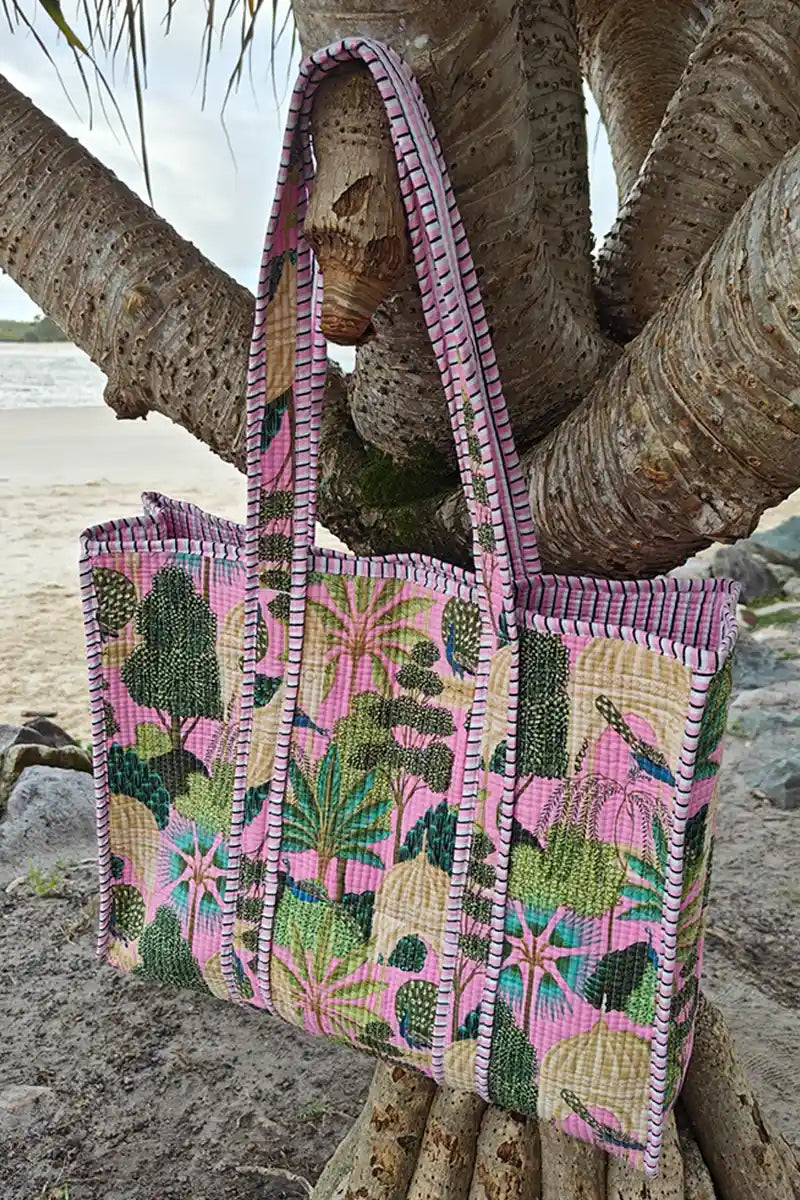 Casablanca Reversible Cotton Beach Bag Pink by Sumavi