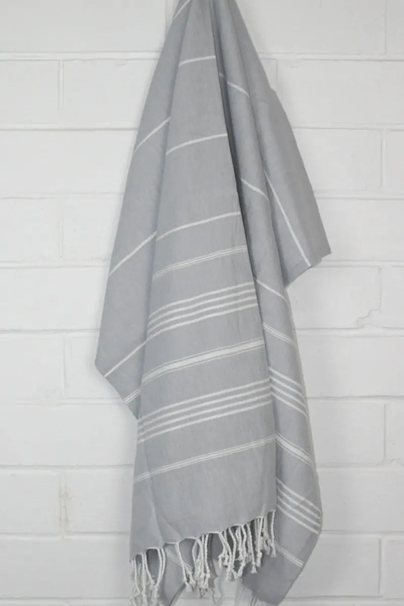 Drifter Light Grey Turkish Towel by Sumavi