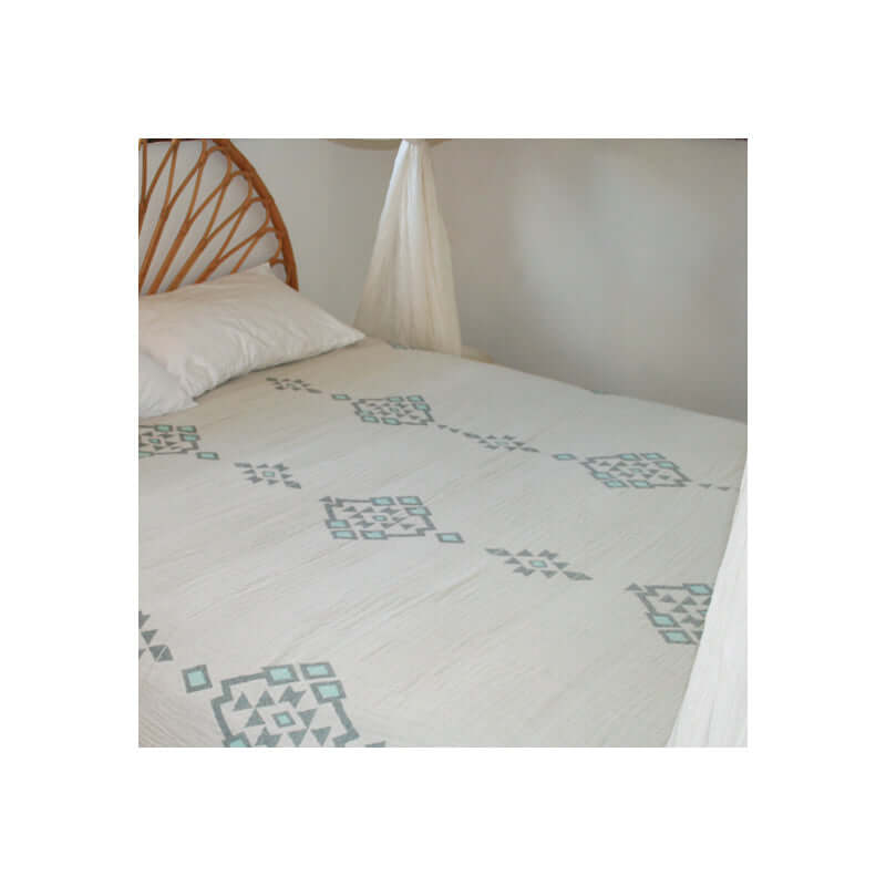Gypsy Jumbo Reversible Beach Blanket  / Bed Throw - Turquoise - Sumavi