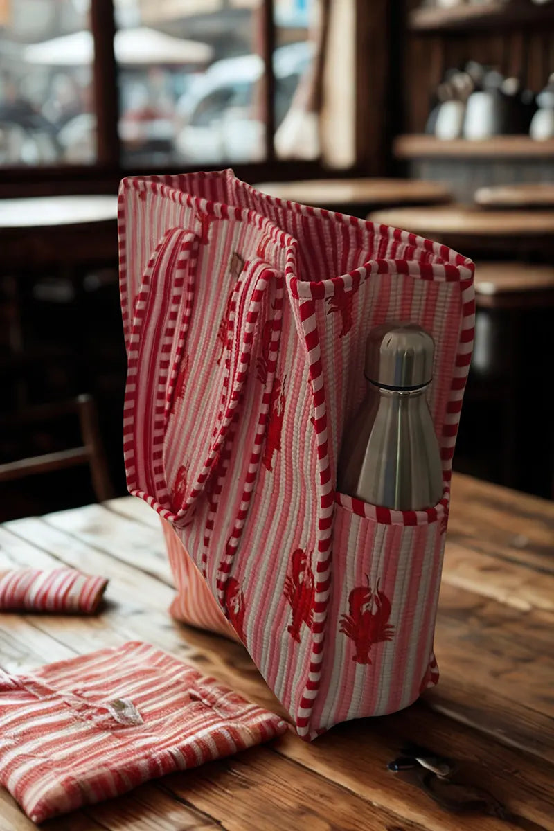 Rock Lobster Reversible Cotton Tote Bag - Pink by Sumavi