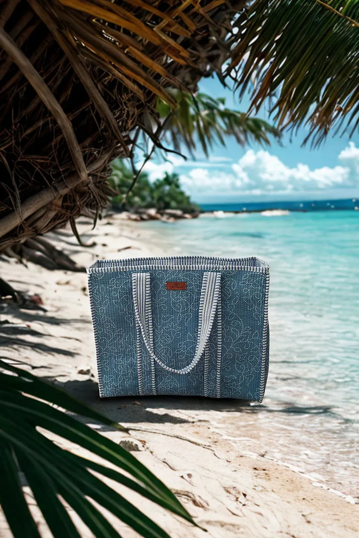 Santorini Reversible Cotton Tote Bag - Blue by Sumavi