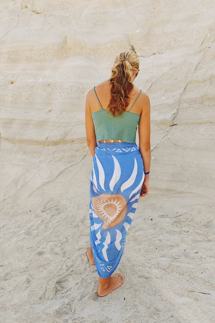 Sun Goddess Royal Blue Cotton Sarong by Sumavi