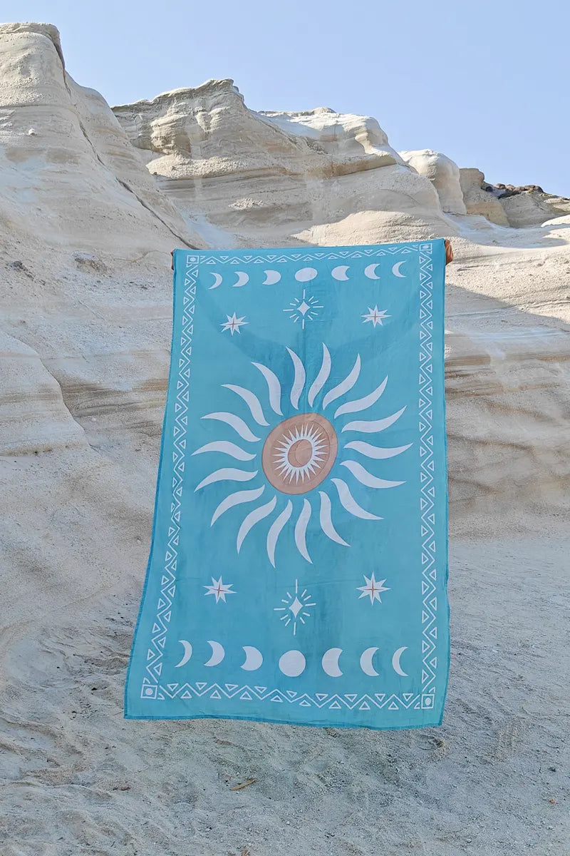 Sun Goddess Sea Green Organic Cotton Sarong by Sumavi