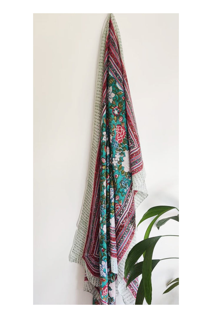Zen Garden Jade Hand Block Printed Cotton Sarong - Sumavi