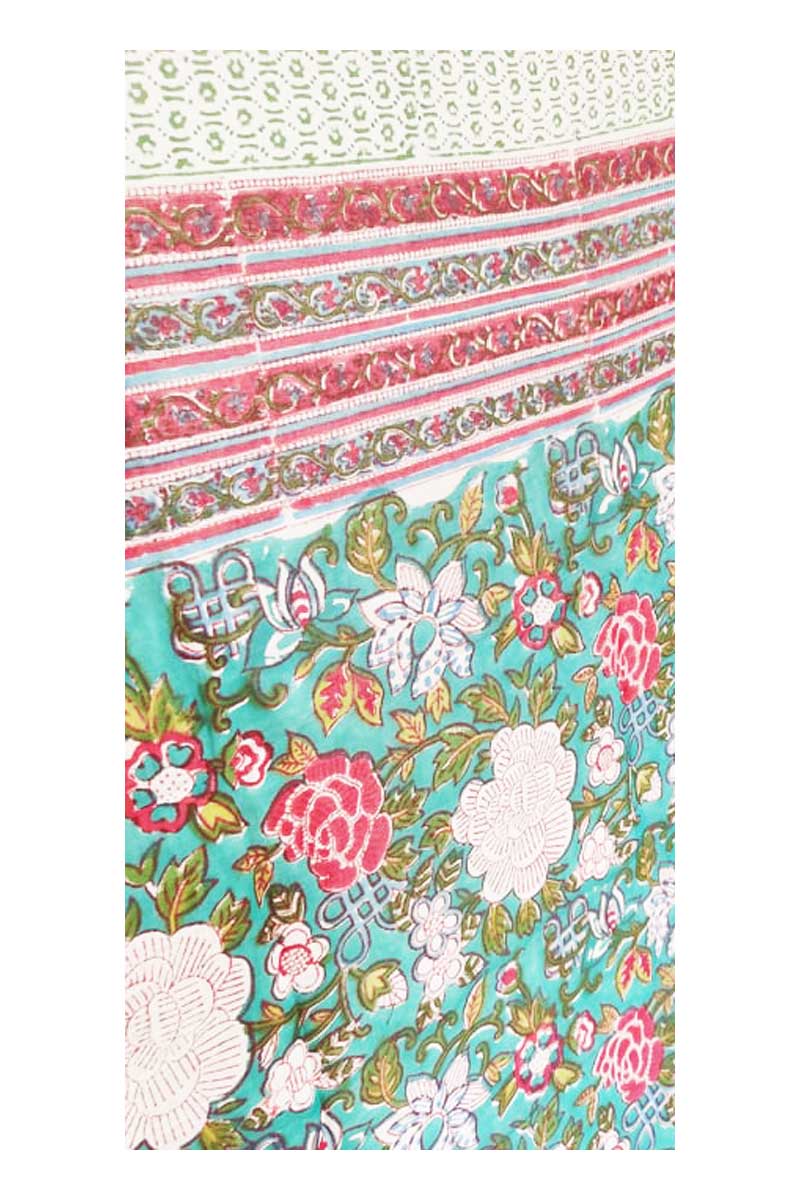 Zen Garden Jade Hand Block Printed Cotton Sarong - Sumavi