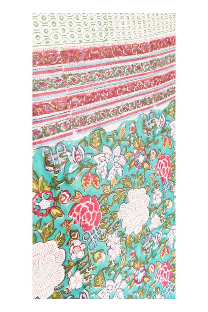 Zen Garden Jade Hand Block Printed Cotton Sarong - Sumavi